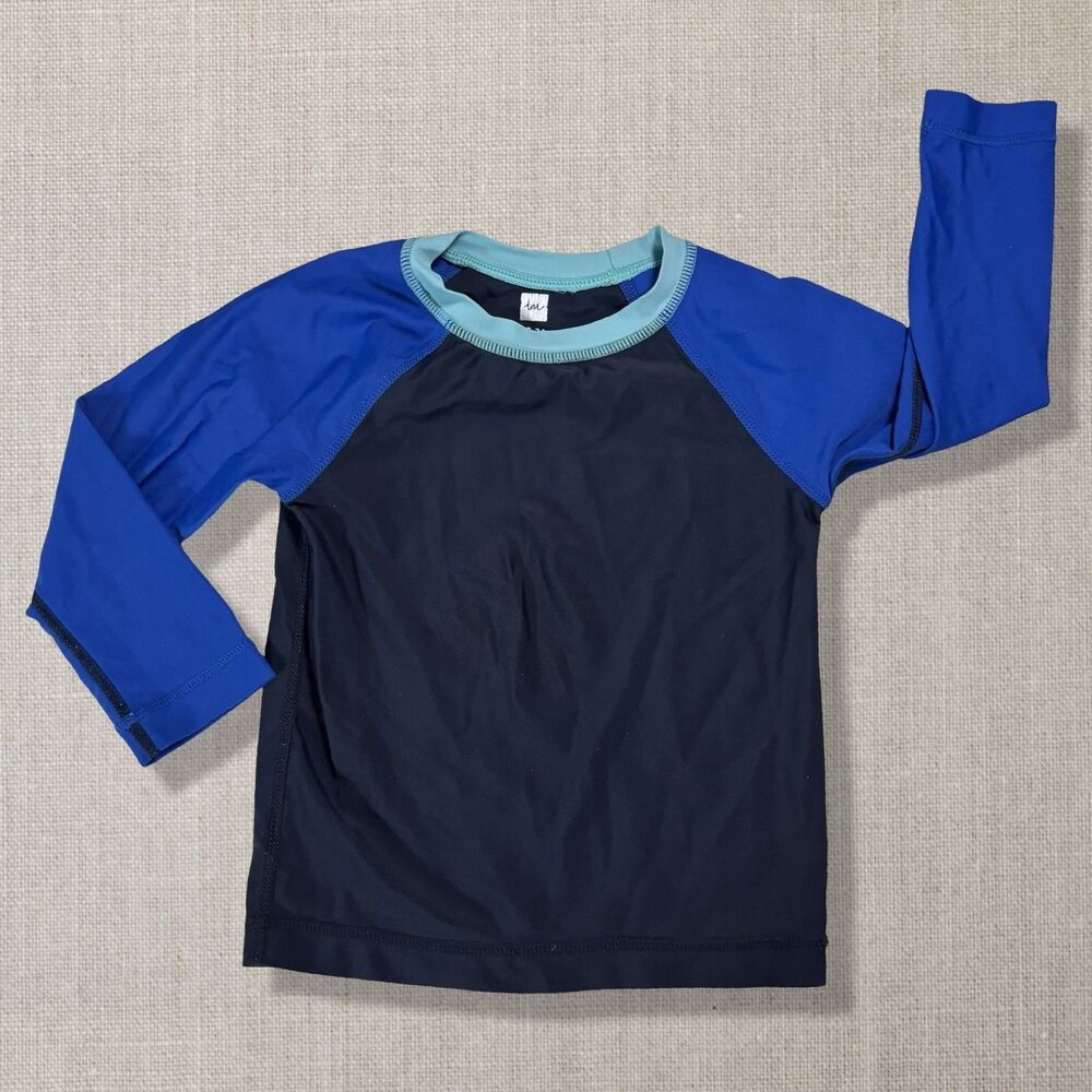 Tea Collection Baby Rash Guard Swim Top Color-block Blue Navy 18-24M Long Sleeve